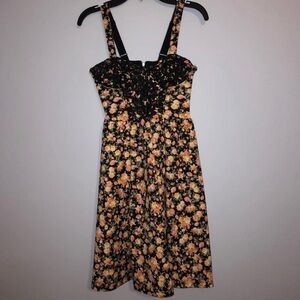 Floral Dress with Black Lace